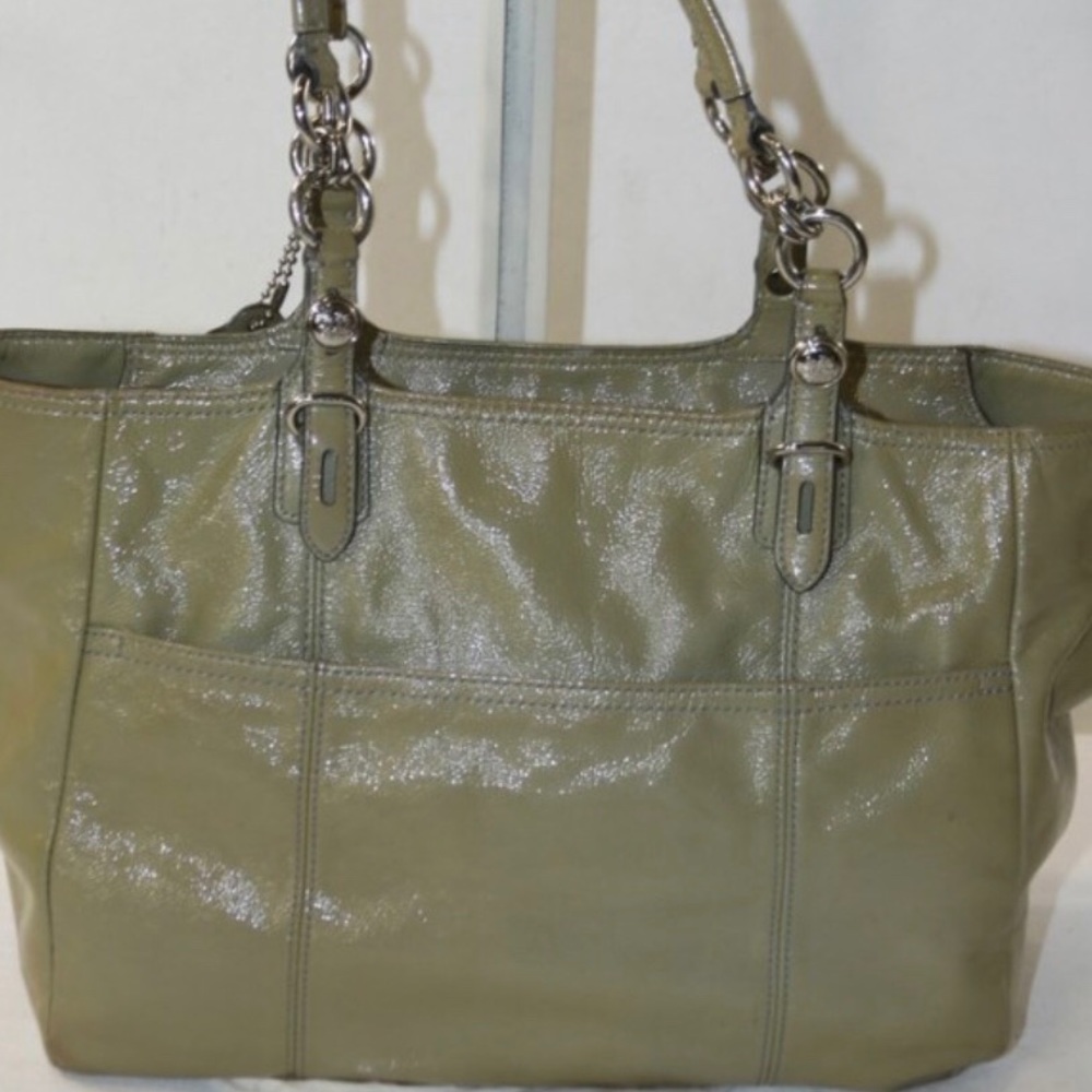 COACH MADISON MIA GREEN PATENT LEATHER HANDBAG
